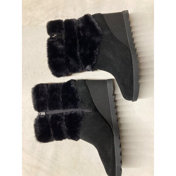 Koolaburra By UGG Women Black Faux Fur Wedge Ankle Boots Size 11 US - Picture 4 of 8